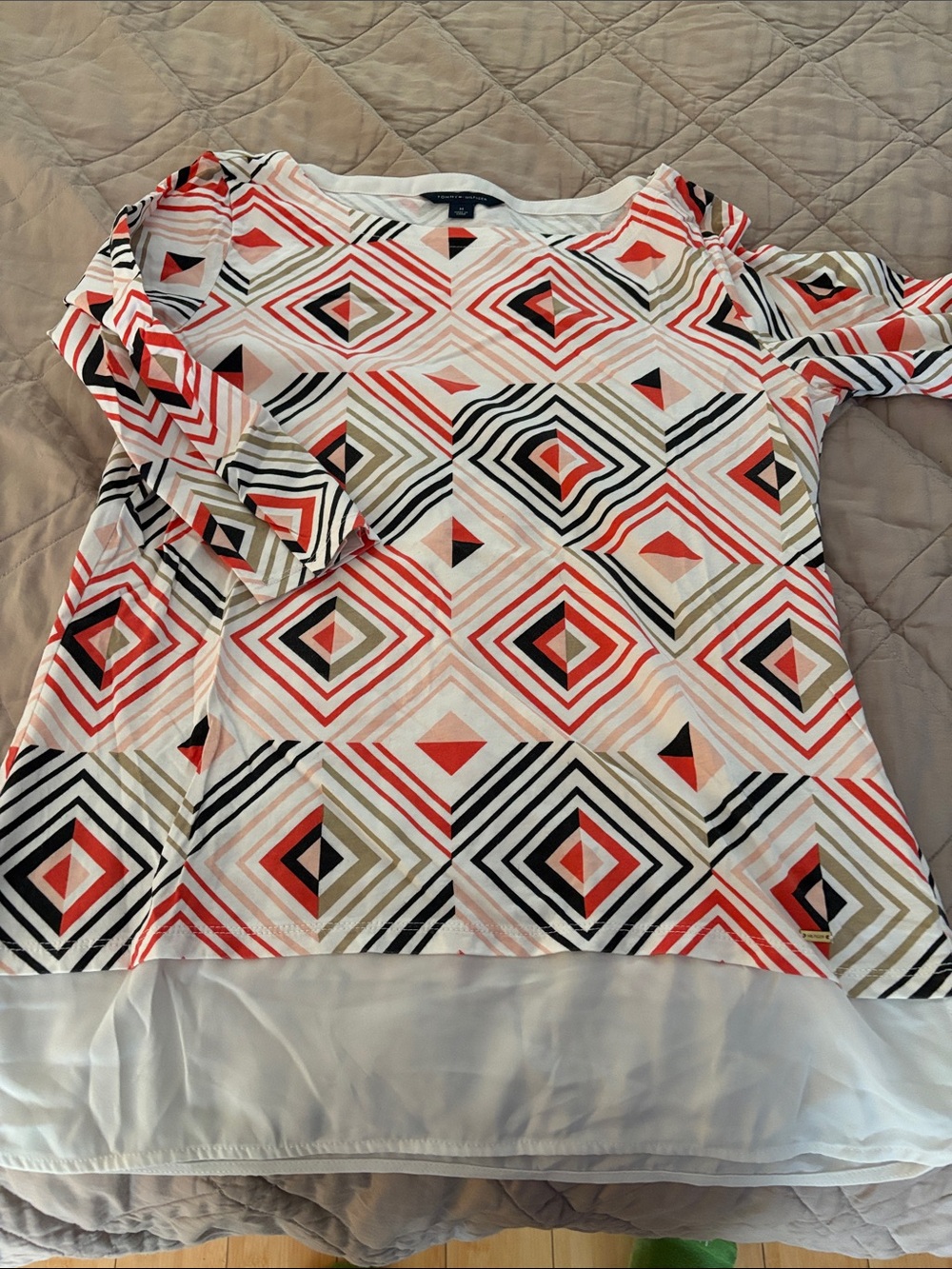 Tommy Hilfiger Coral, Black & White Geometric Tunic